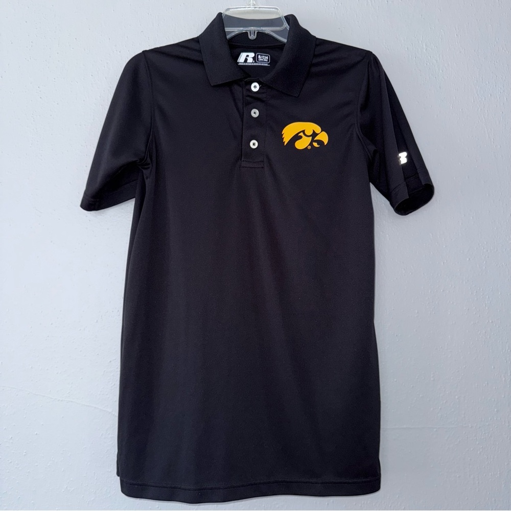Russell Athletic Hawkeyes Polo Shirt Black Men’s Size Small University Of Iowa